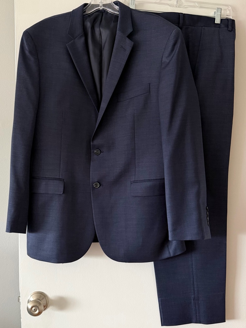 Jos A Bank 1905 Navy Blue Suit Set 36R Slim Fit 2pc Blazer Pants Textured